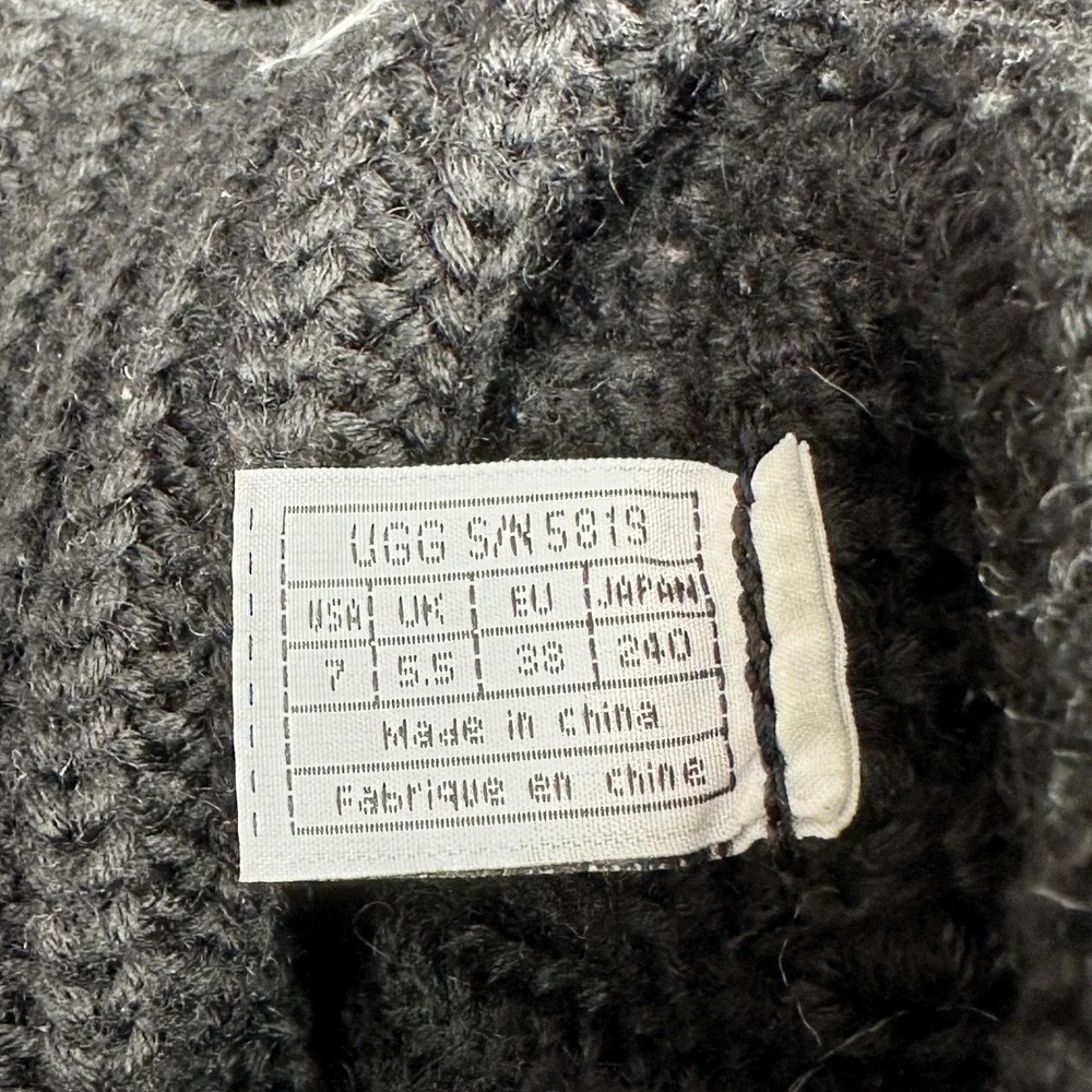 UGG Australia Classic Cardy Black‎ Knit Tall Boots 5819 Womens Size 7